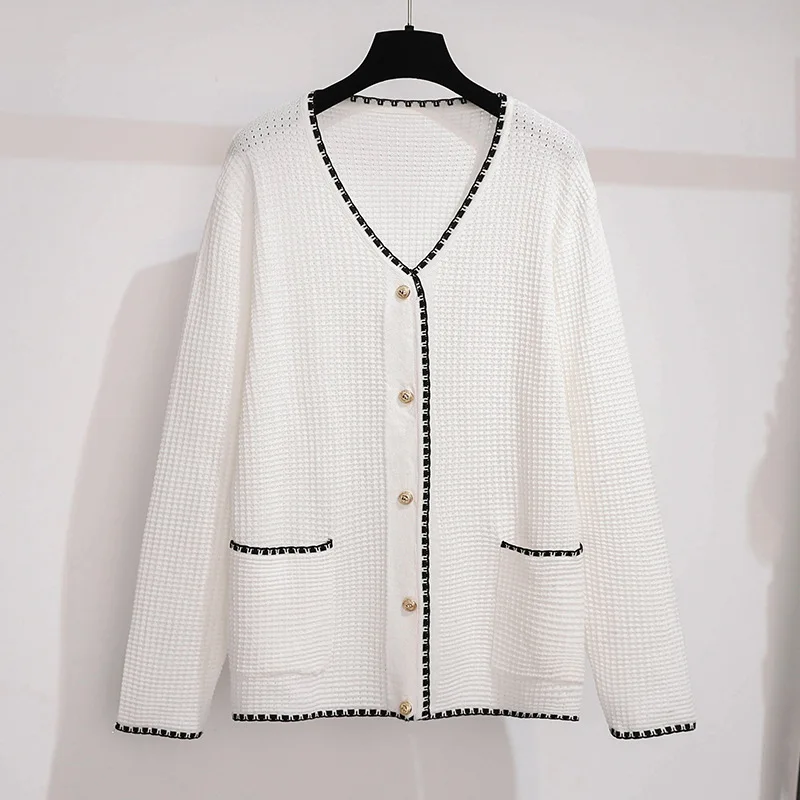 2023 Spring Summer Big Size Women Clothing Big Women Ice Silk Knitted Tops Show Thin 100kg/150kg Long Sleeve Cardigans 2XL-7XL