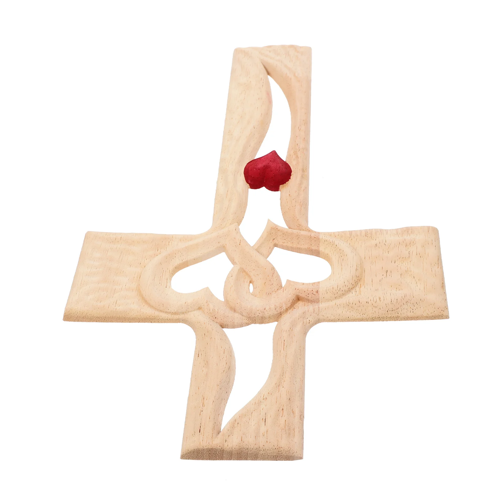 

Creative Wooden Cross Ornament Hollow Heart Pattern Desktop Decoration Religious Table Sign Wood Cross Craft Household Decor