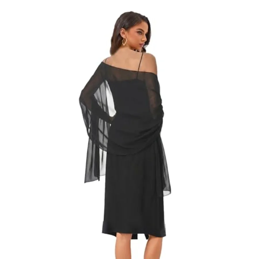 

Women's Shawls and Wraps for Evening Dress Chiffon Shawl Soft Elegant Silky Pashmina Wedding Bridal Scarf