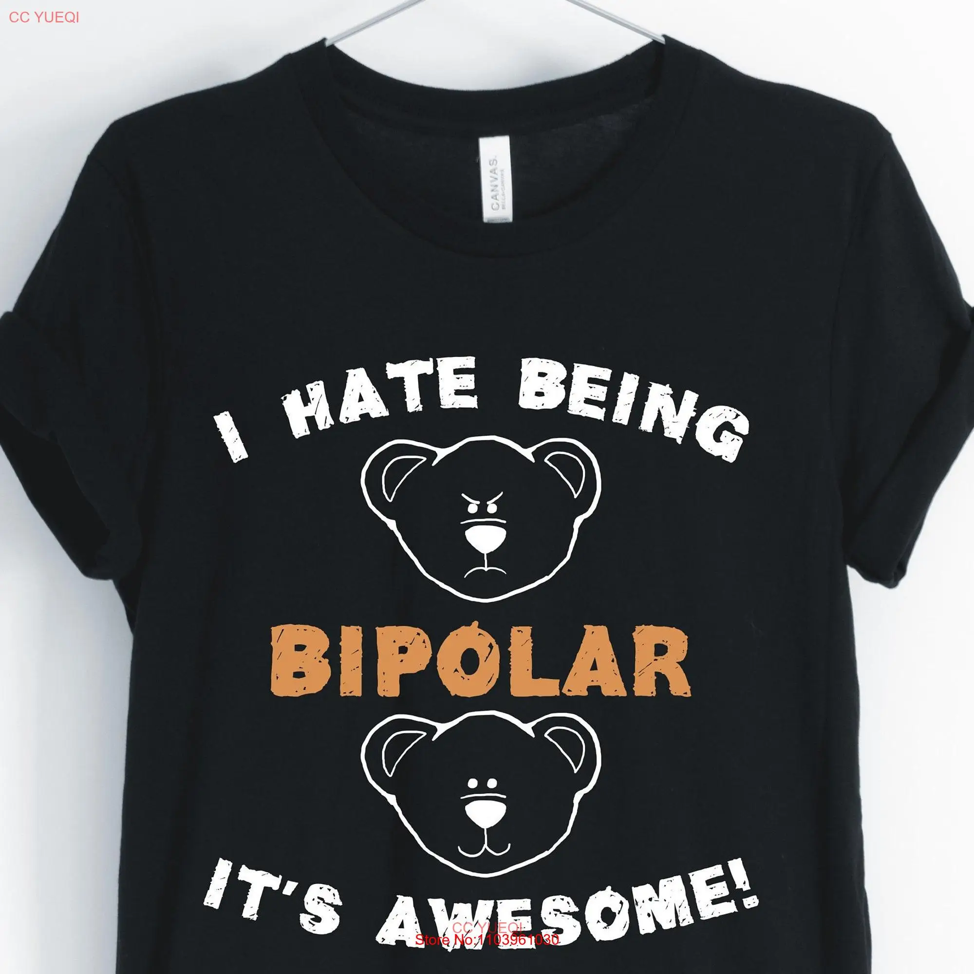 Я не люблю быть биполярным, это потрясающий медвежонок, футболка, Милая женская одежда с длинным или коротким рукавом
