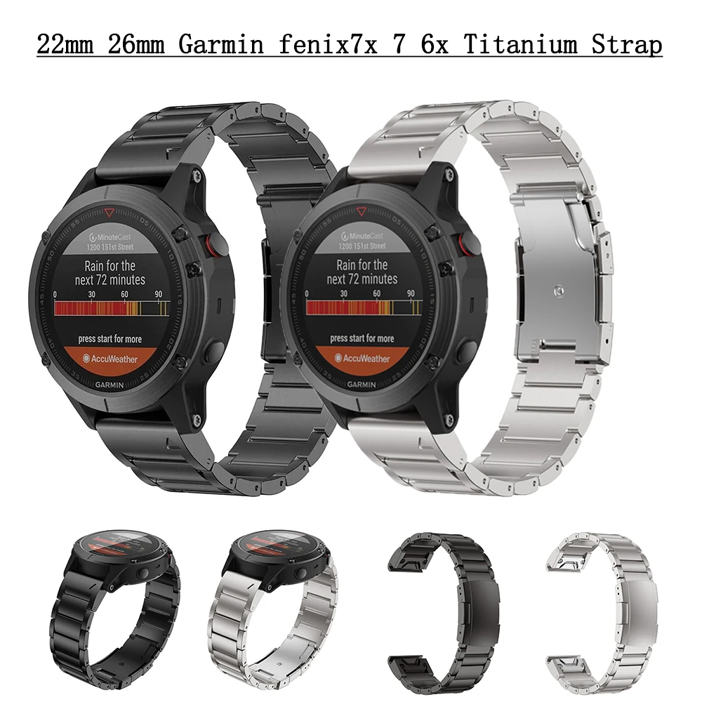 

Tactix for Garmin 22mm 26mm Quickfit Titanium Straps Fenix 7X 6X 7 6 Descent MK1 MK2 Epix Gen 2 Wristband