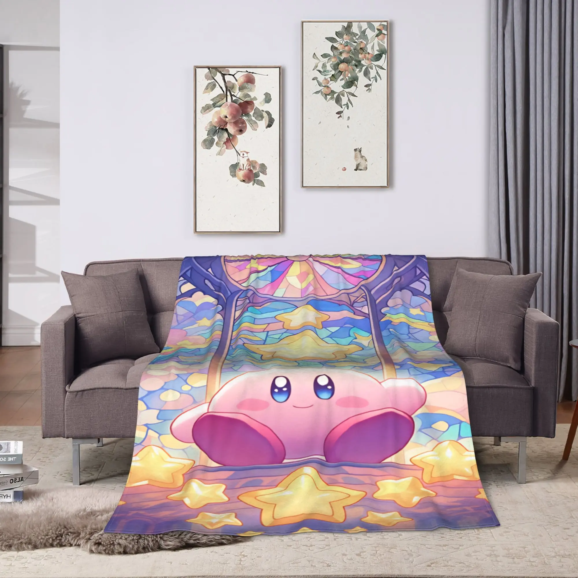 K-Kirbies  Super Warm Blanket  Travel Plush Bedding Throws Funny Couch Chair Flannel Bedspread Sofa Bed Cover