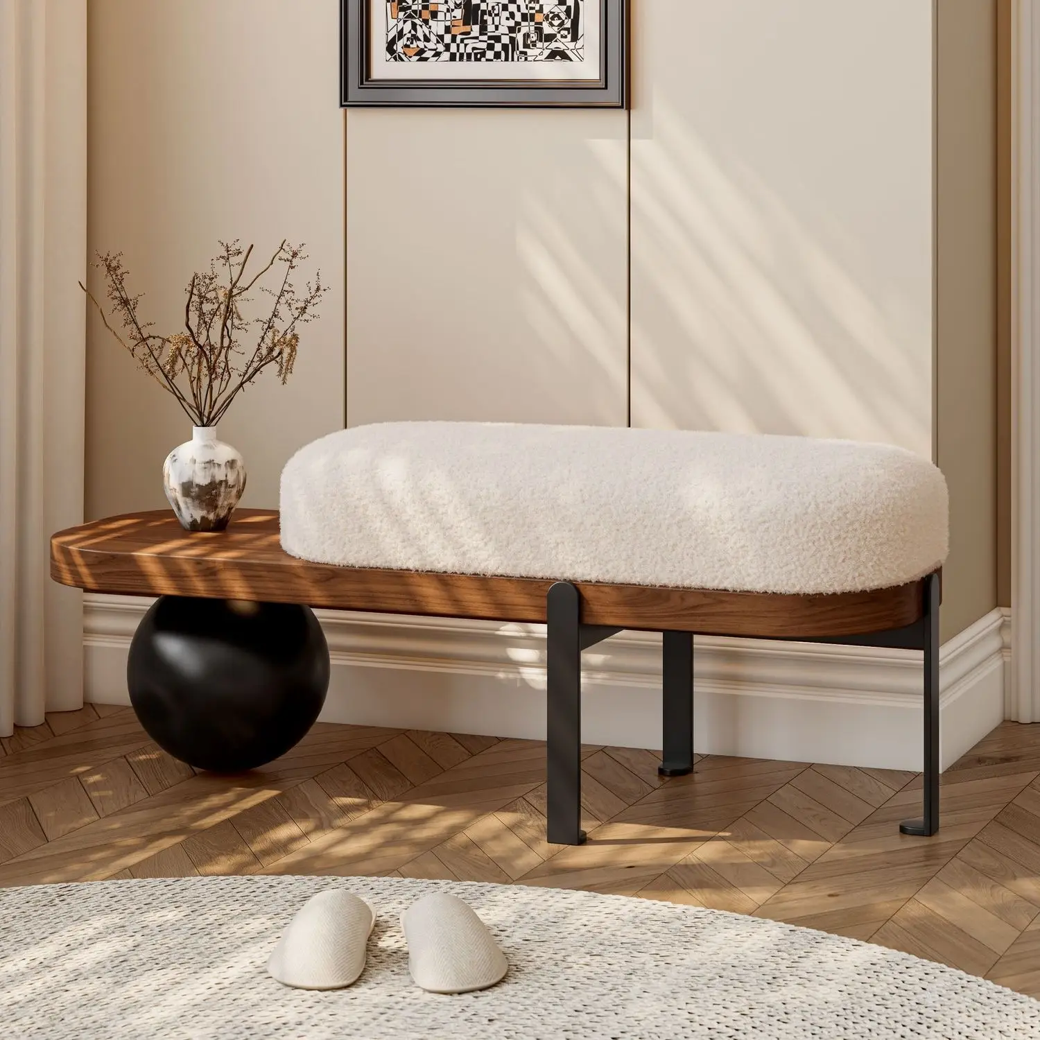 HYS Entrance Shoe Change Stool Household Shoe Stool Entering the Entrance Light Luxury Sitting Shoe Stool Entering the Home