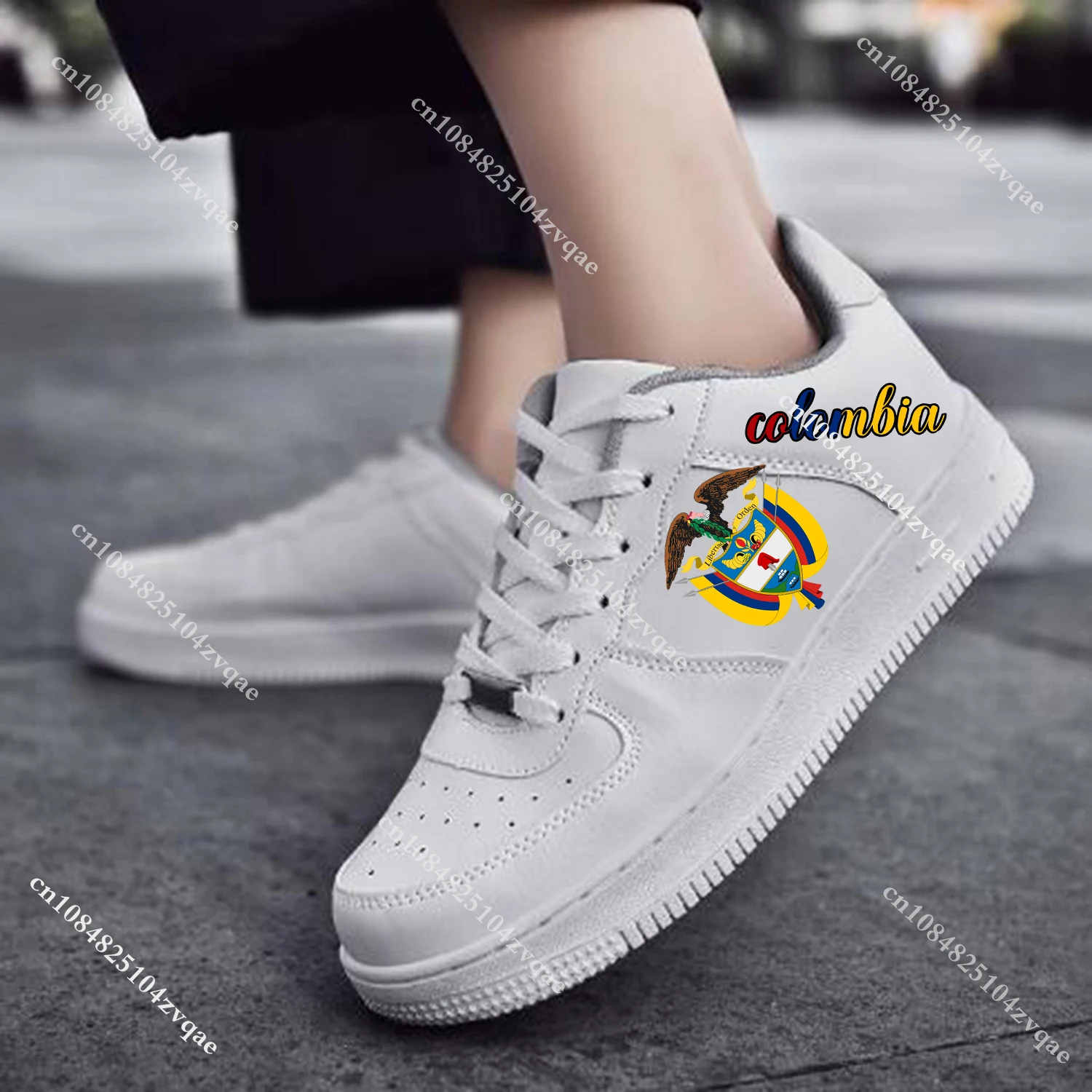 

Colombia Flag AF Basketball Mens Womens Sports Running High Quality Flats Force Sneakers Lace Up Mesh Customized Made Shoe