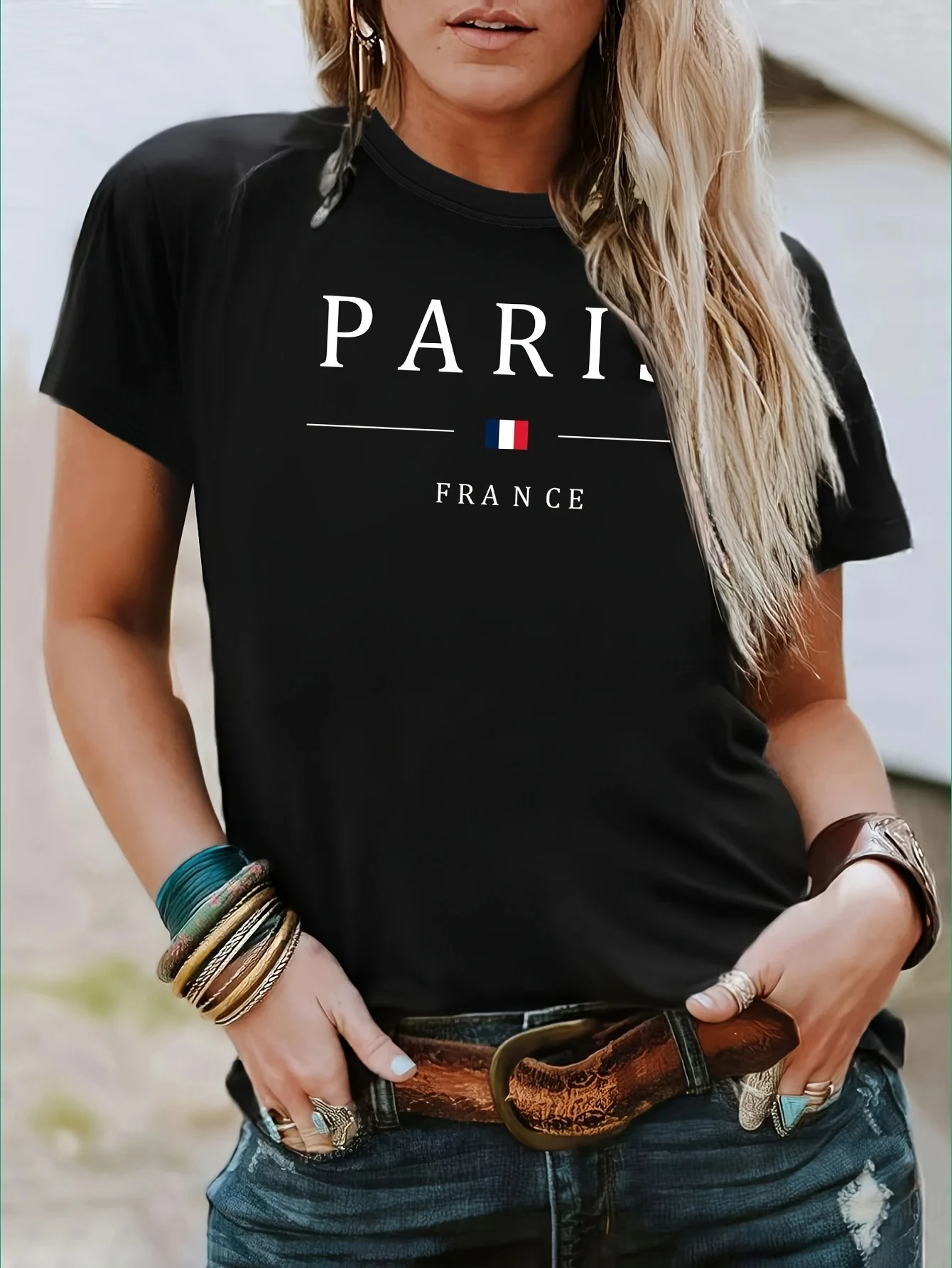 

Женская модная футболка с буквенным принтом-Повседневный Топ с коротким рукавом и круглым вырезом для легкой носки в летнем и весеннем стиле 70540