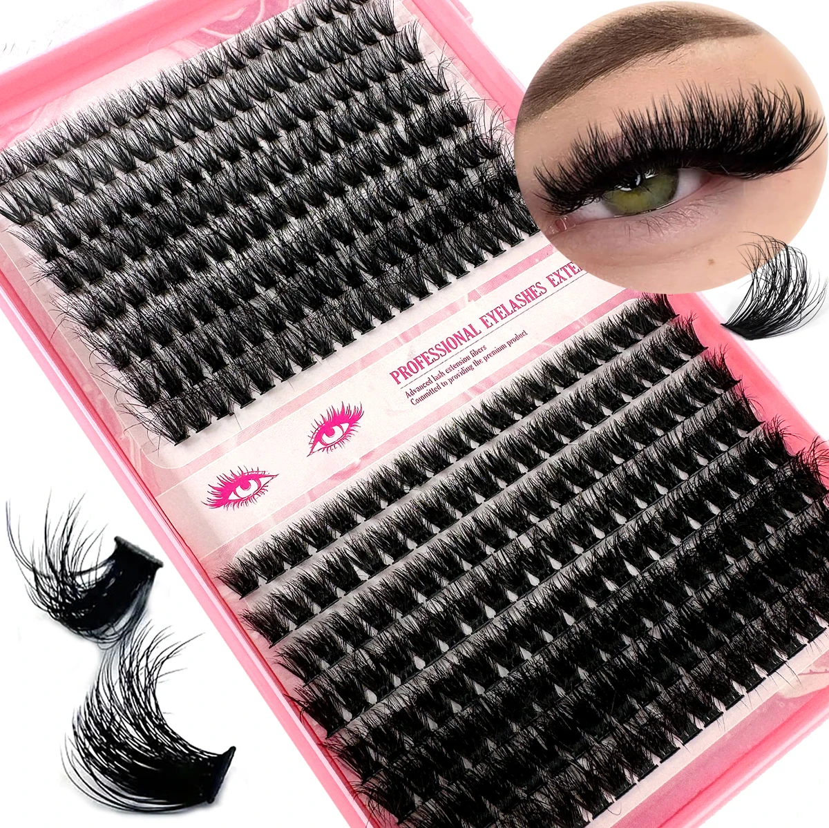 320 Clusters 16 Rows DIY Eyelash Extensions 8-16mm Fluffy D-Roll Eyelash Extensions 60D80D100D Eyelash Extensions DIY at Home
