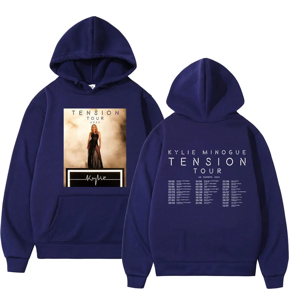 Sänger Kylie Minogue Tension World Tour 2025, bedruckter Kapuzenpullover für Herren und Damen, hochwertiger Pullover, langärmelig, übergroßes, lockeres Sweatshirt
