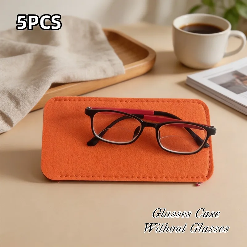 5PCS New Classic Colorful Felt Portable Glasses Case Traveling Minimalist Eyeglass Pouch Spectacle Simple Style Storage Bag