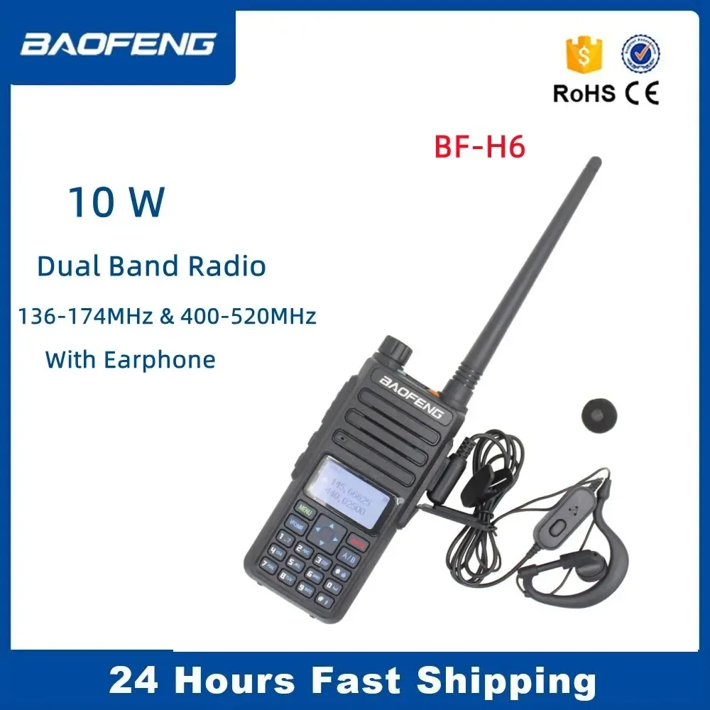 Baofeng-Long Range Walkie Talkie, Ham Radio Transmitter, High Capacity Dual Band, Two Way CB Radio, Official Store, BF-H6