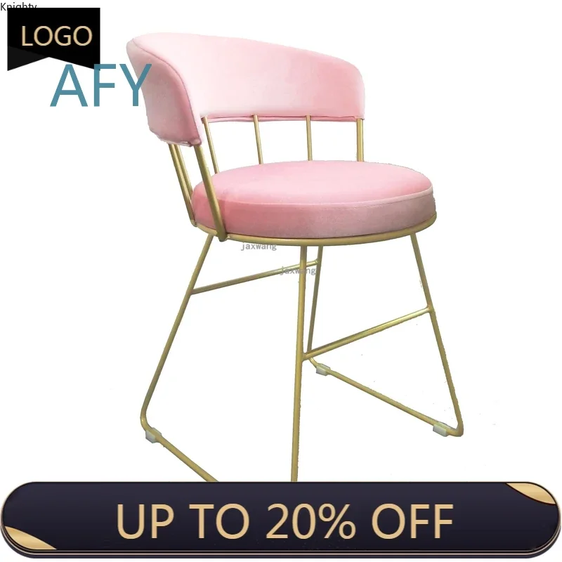Nordic Backrest Flannel Dining Chairs for Home Bedroom Girl Makeup Chair Furniture Simple Dressing Table Chair Modern Dining