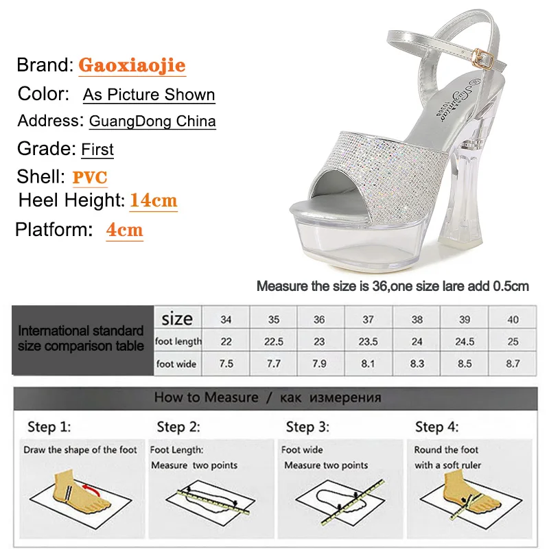 Steel Tube Dancing Female Shoes Crystal Transparent Shoes Women Summer High Heel 14.5CM Peep Toe Nightclub Sandals Wedding Shoes