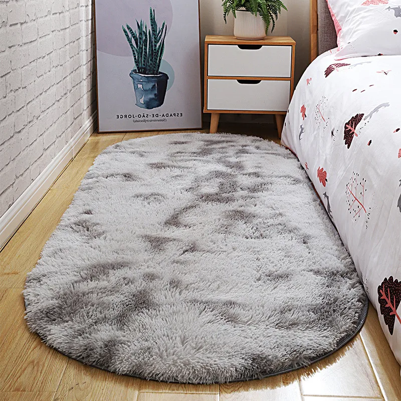 MiRcle-alfombra gruesa ovalada para sala de estar, alfombras de felpa para dormitorio, alfombra de felpa de pelo largo, alfombra de terciopelo suave para cama de niños, decoración del hogar