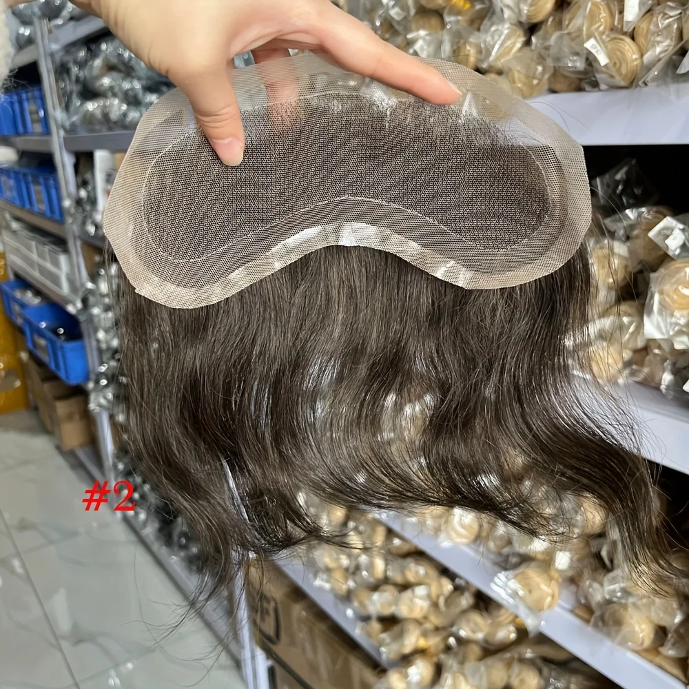نظام استبدال خط الشعر الأمامي للشعر البشري عالي الكثافة للرجال، جزء علوي على شكل حرف V مع استبدال خط الشعر الطبيعي #5