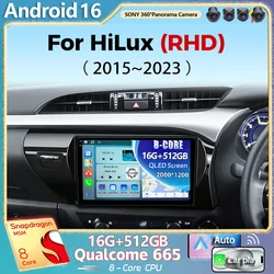 Android 16 For Toyota Hilux 2015-2023 RHD 2K QLED Android Car Radio Multimedia Video Player stereo CarPlay Dsp Head Unit