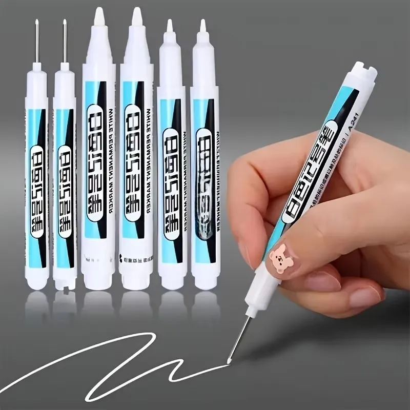 3-Pack of White Markers - Quick-Drying and Fade-Resistant, Suitable for Diy, Glass, Faux Leather, Wood, Metal, Etc. - Hook Pen Art Supplies, Handmade