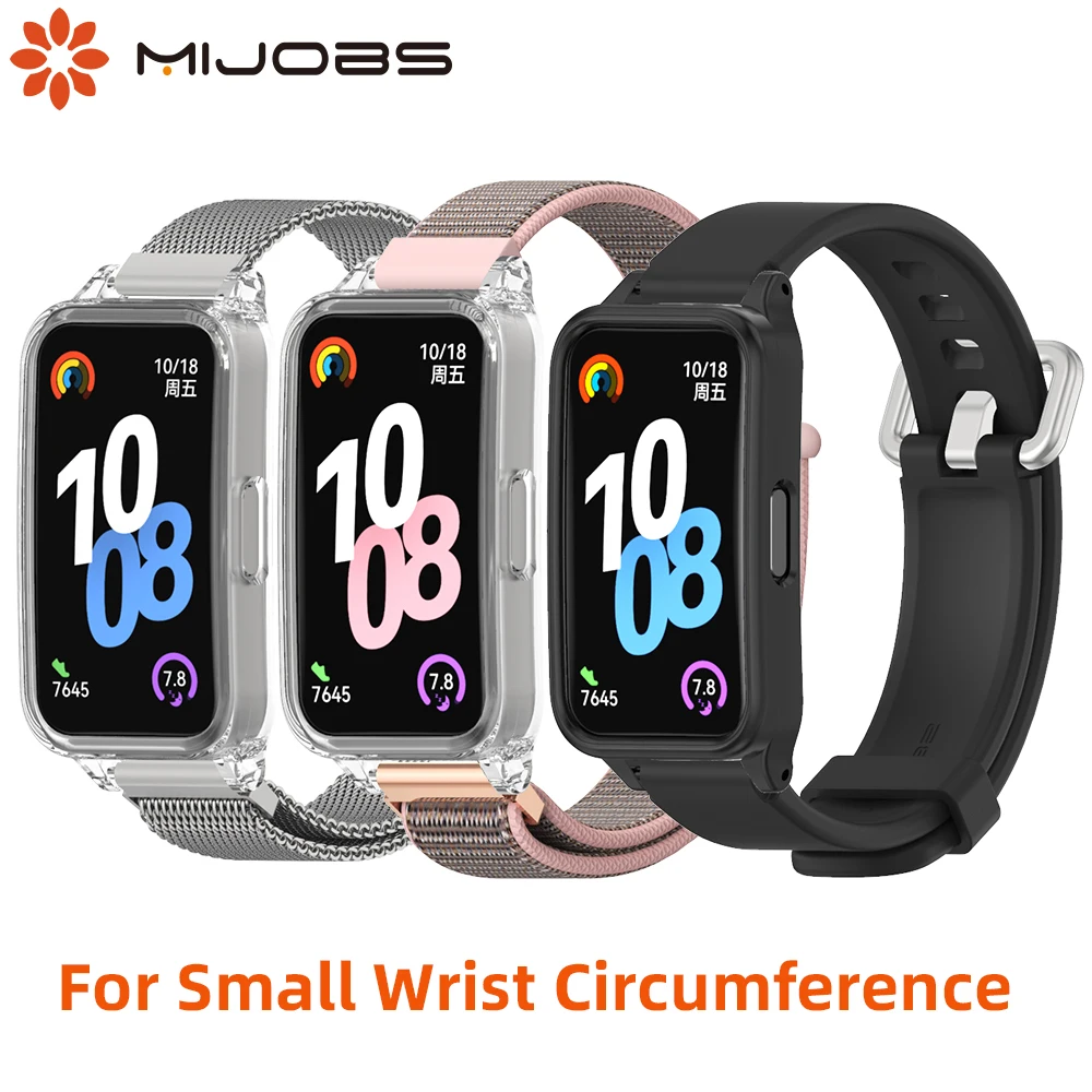 Correa pulsera para Huawei Band 10 9 8 con estuche de TPU Protector de pantalla de reemplazo Circunferencia de muñeca pequeña Correa de reloj para niñas y mujeres