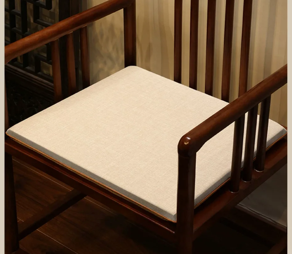Non-Slip Solid Wood Chair Cushion, Removable Washable Chinese Style Seat Pad for Round-Back Armchairs & Tea Master Dining Chairs