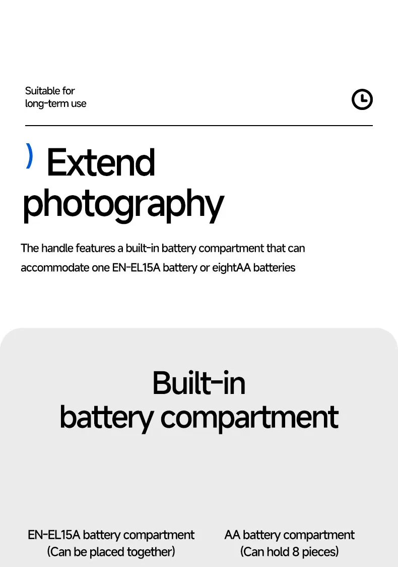 MB-D18 Batteriegriff für Nikon D850, Unterstützung für vertikale Aufnahmen, kompatibel mit EN-EL15, EN-EL15a oder 8 AA-Batterien – Detail 5