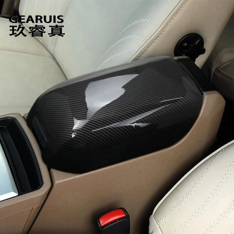 For Volvo XC90 2003-2014 Car Styling Armrest Cover Carbon fiber Trim Latch Lid Center Console Arm Rest Interior Auto Accessories