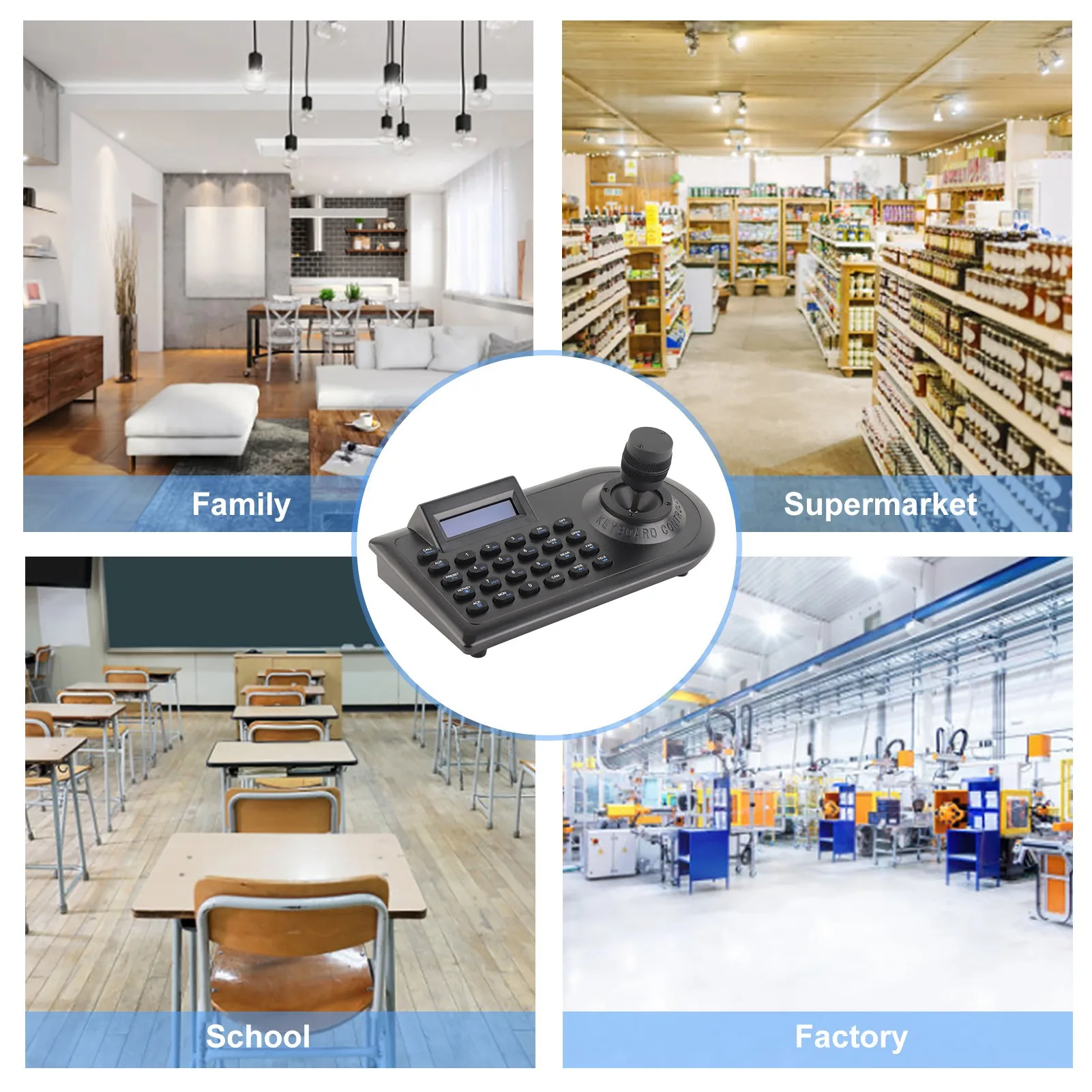 3D PTZ Camera Controller Camera Control Device Strong Compatibility LCD Display with Joystick for Public Security Surveillance