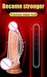 Penis Enlargement  For Men Cock Ring Stretcher Extender Sleeve Reusable Condoms Goods Adults Products Erotic Couple Tool Sex Toy