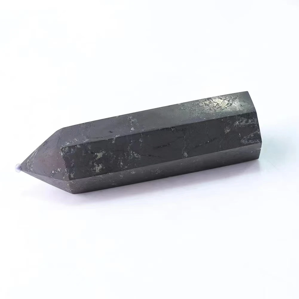 2pcs Natural Crystal Schungite Black Shungite Tower Energy Quartz Reiki Stones Point Wand For Healing Fengshui Meditation Witch