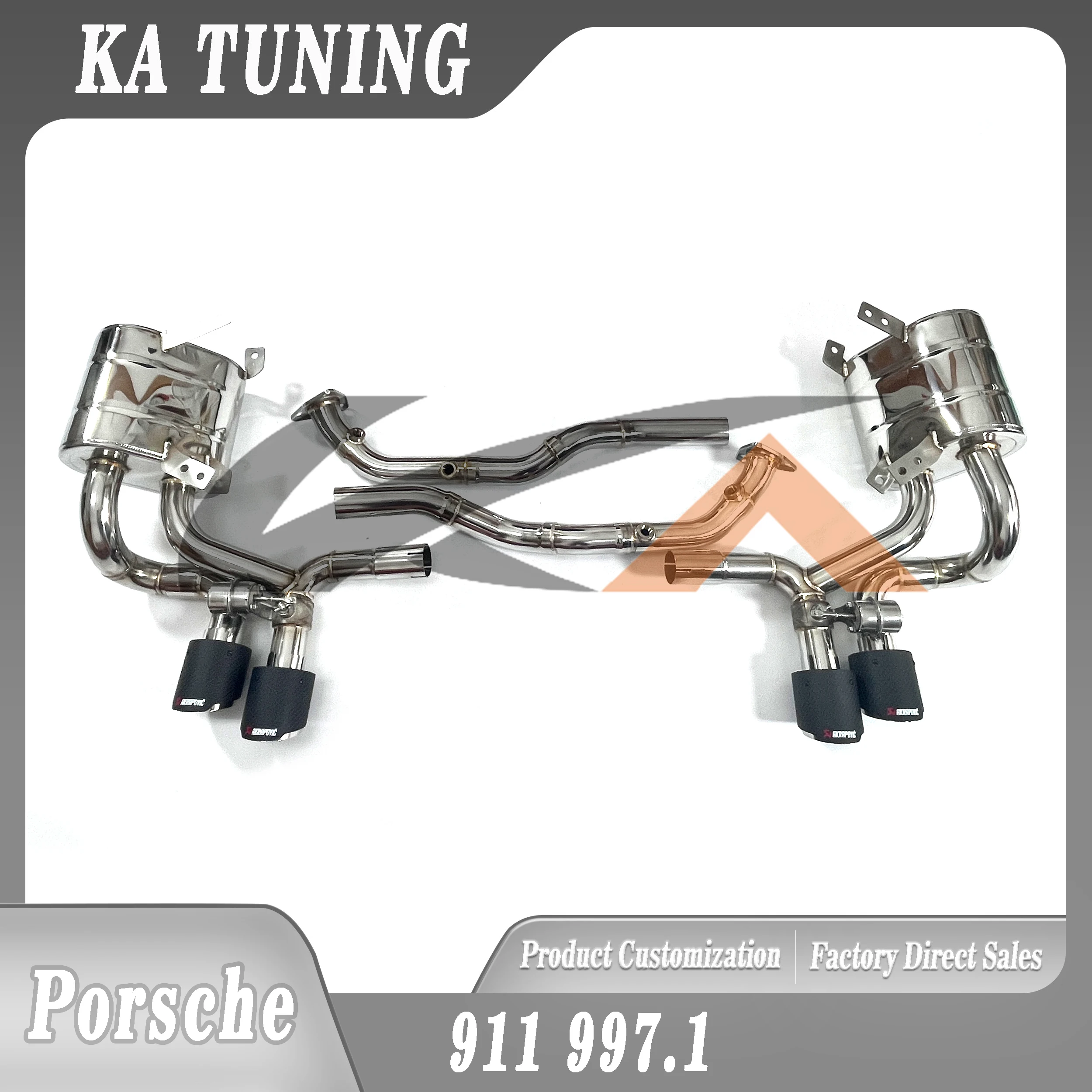 

KA Tuning Stainless Steel Catback Exhaust System for Porsche 911 997.1 3.6L 3.8L Rear Section Performance Muffler Valve