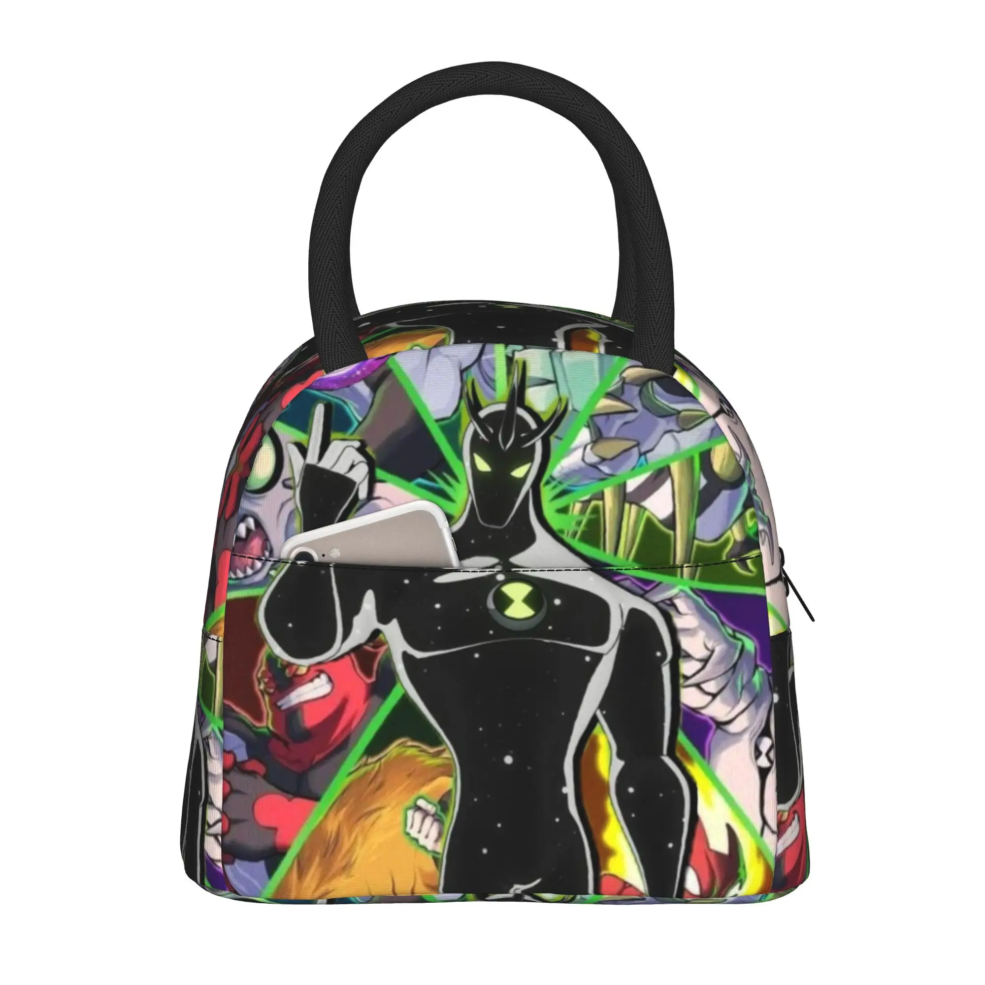 Back to school season Ben 10 Portable Food Pouch Alien Shadow Figure Art  Fashion Casual Classic Food Organizer Lunch Bag