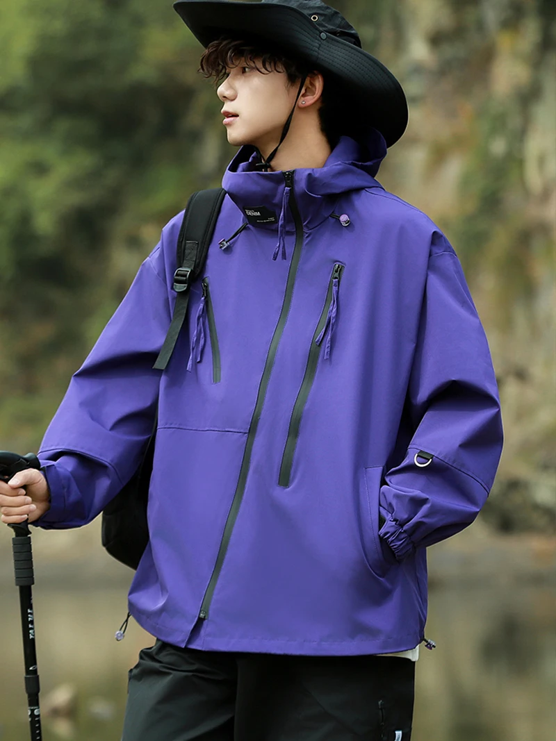 سترة مضادة للماء الرجال مقنعين زمم سترة واقية سترة الرجال معاطف في الهواء الطلق للتخييم التنزه تسلق ملابس الصيد الجبلية