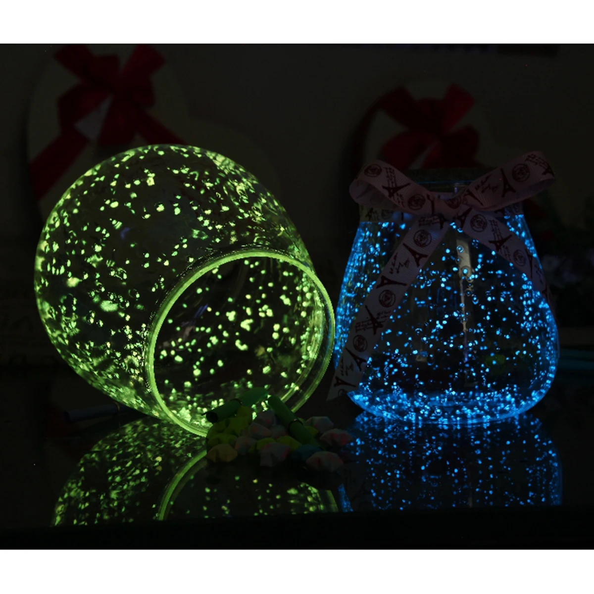 2 pezzi 2 confezioni 20G blu bagliore nel buio sabbia in polvere pigmento luminoso di alta qualità fluorescente per nail art decorazioni per interni ed esterni