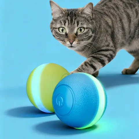 Interactive Smart Ball Cat Toys for Entertainment and Training Electronic Automatic Rolling Ball with LED Light Pet Toys for Cat