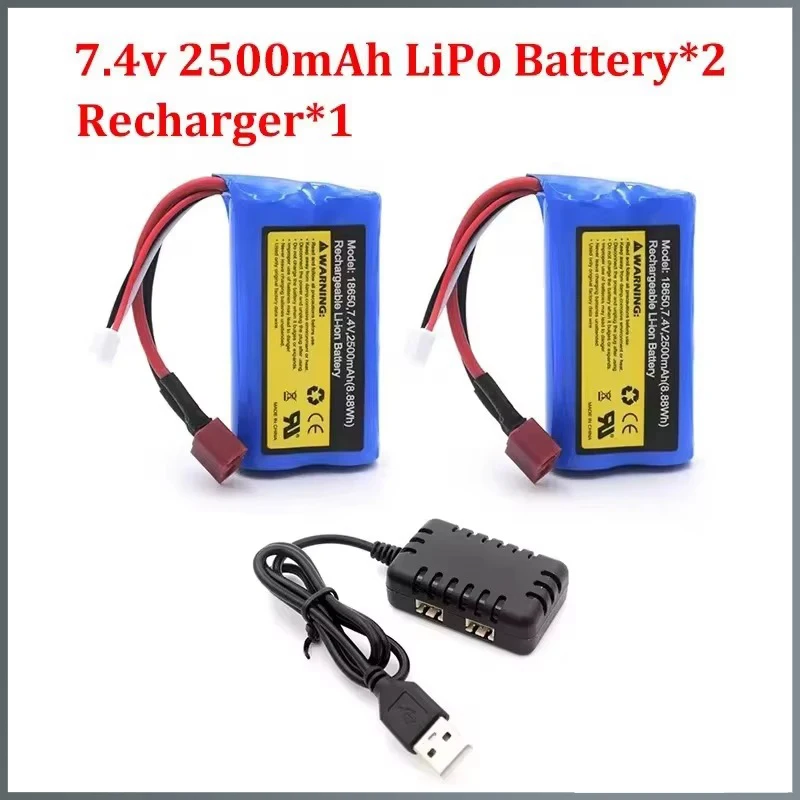 Hobby Hub RC Lipo Battery 2S 7.4V 2500mah 10C Max 10C for SCY-16101 16102 1/16 JJRC-Q130 WLtoys 144001 RC Car Spare Parts