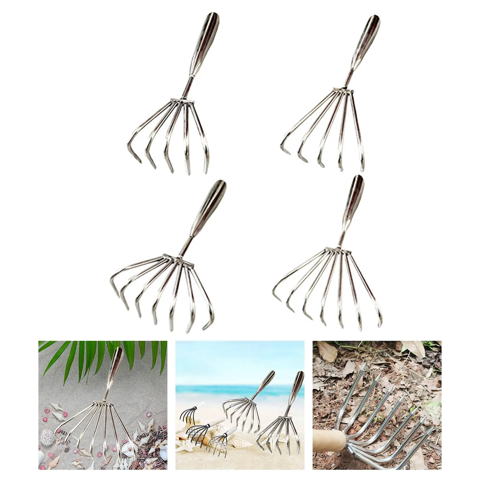 Claw Rake Clam Tool Multipurpose Practical Comfortable Handle Seafood Shell Digging for Leaves Digging Beach Clamming