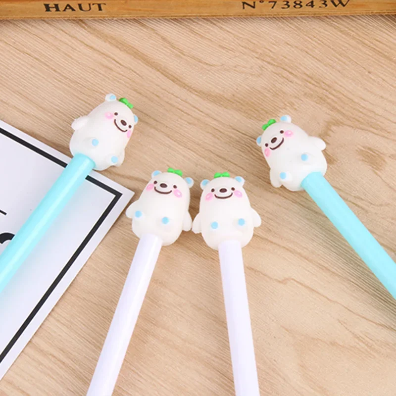 30pcs Cartoon Creative Bear Neutral Pen Bear Bean Sprout Neutral Pen Polar Bear Black Water Pen