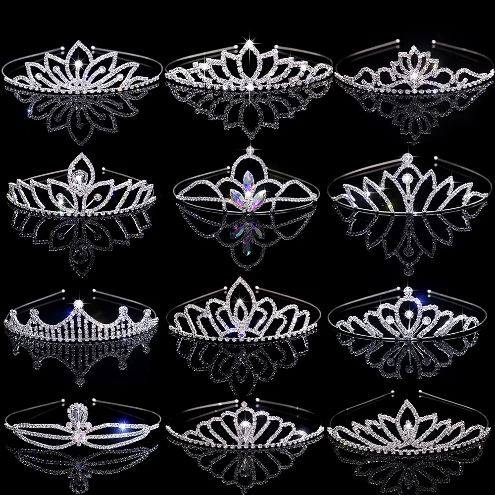 AINAMEISI Exquisite Bride Crystal Love Headdress Female Children's Birthday Party Wedding Prom Crown Headdress Accessories