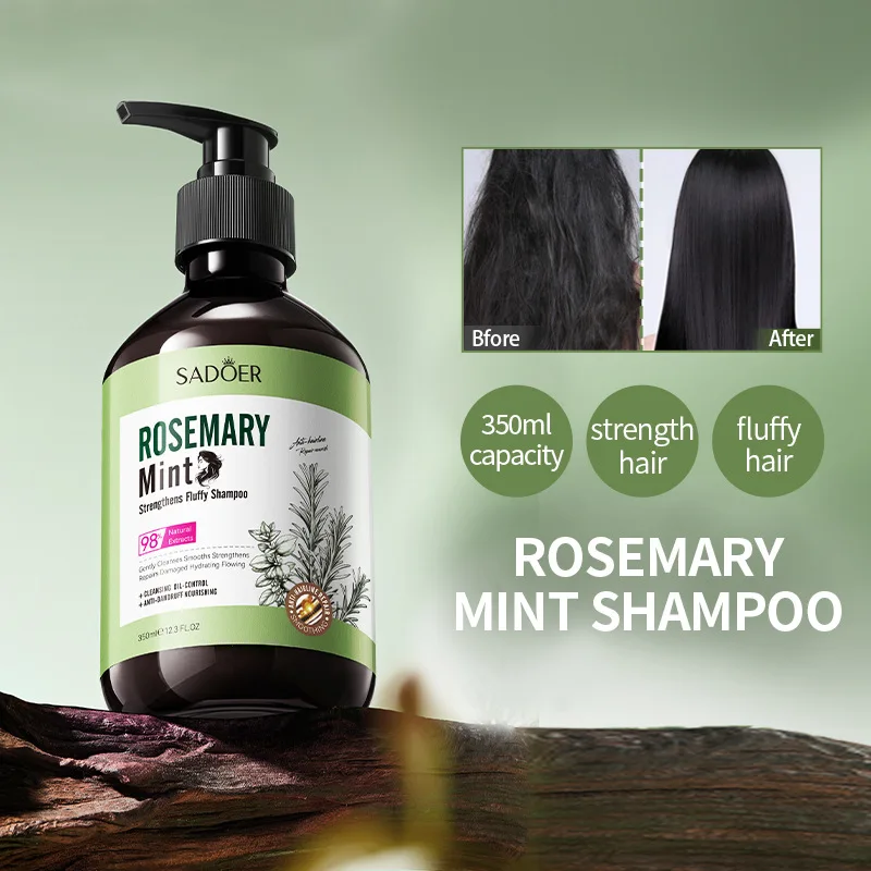 SADOER 350ml Shampoo Mint Rosemary Volumizing Strengthening Nourishing Hair Care