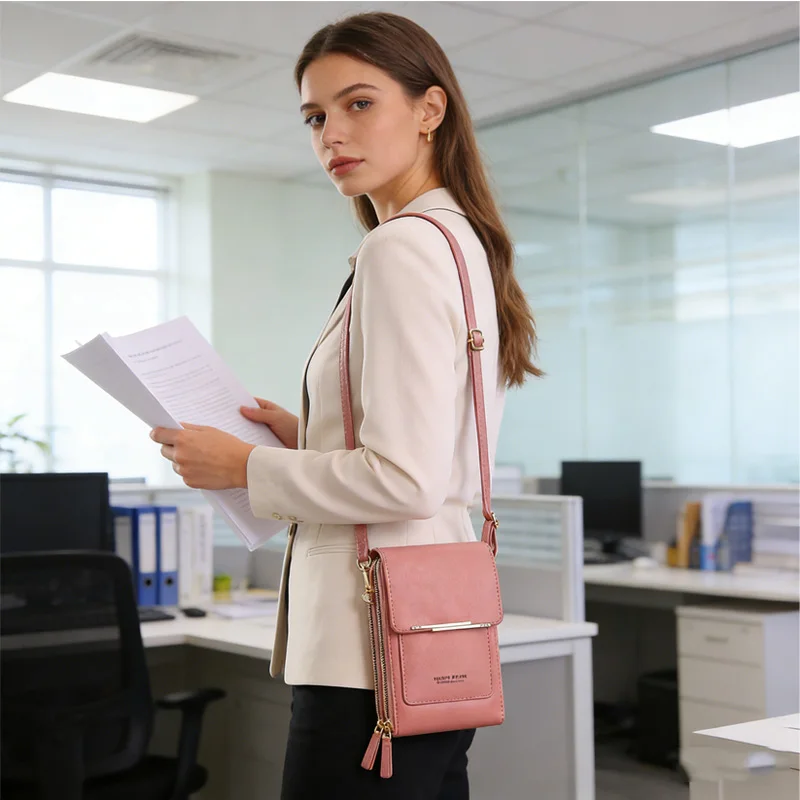 Buylor Small Touch Screen Mobile Phone Bag Soft Leather Women Shoulder Bag Wallet Card Holder Fashion Crossbody Bags Handbag