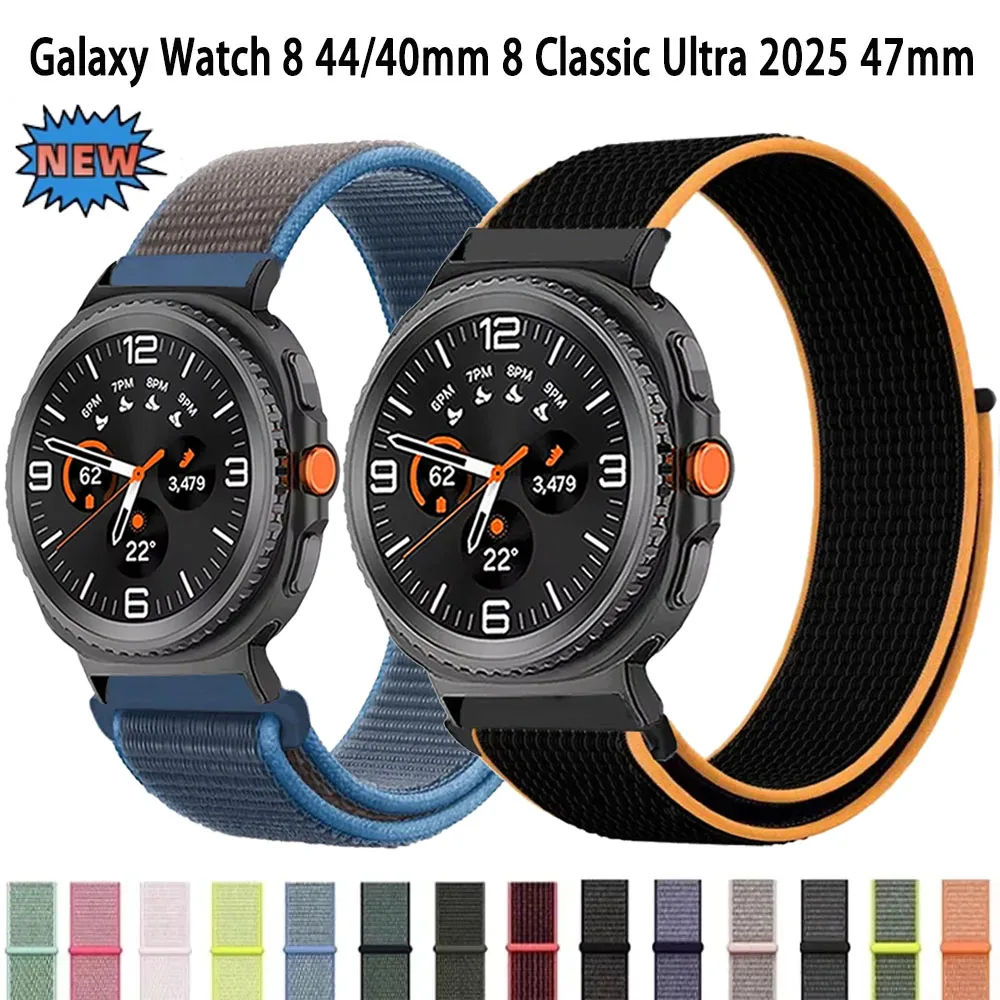 Nylon-Schlaufenarmband für Samsung Galaxy Watch 8 40 mm 44 mm/8 Classic 46 mm/Ultra 2025 47 mm, kein Lücke, atmungsaktives Armband, Zubehör
