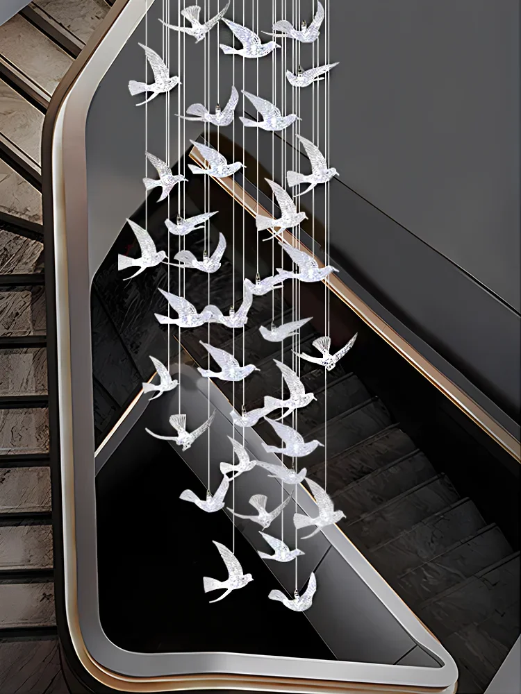 Hotel Lobby Staircase Swallow Bird Light Rotating Staircase Light Villa Duplex Exhibition Hall Bar Counter Decorative Chandelier