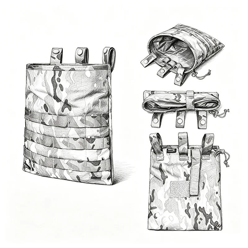 

New Outdoor Hunting CS Game Vest Waist MOLLE Roll Up Dump Pouch, Foldable Recycling Bag, Sundry Bag