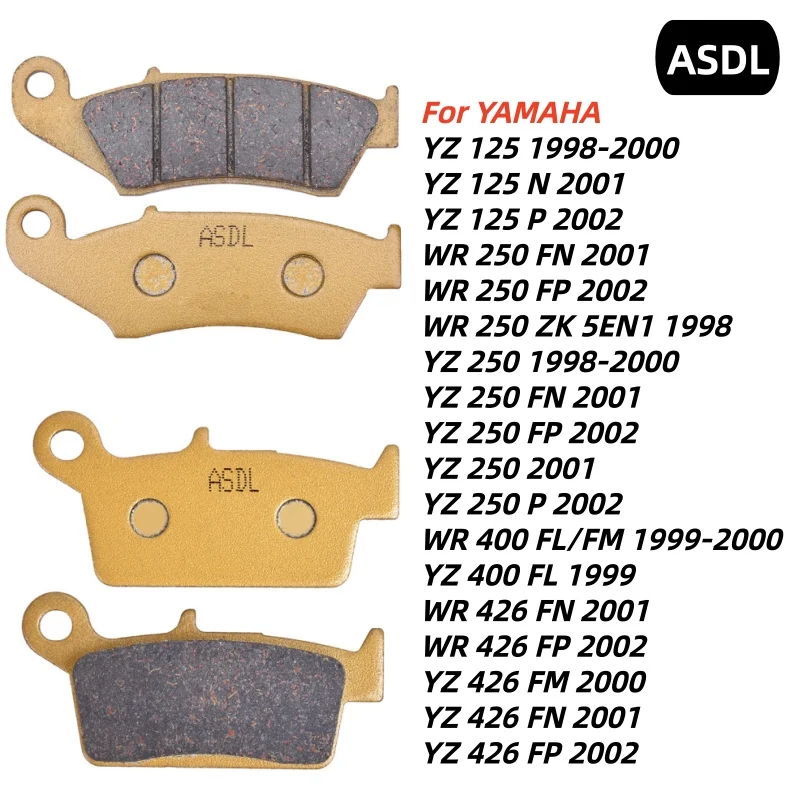 Motorcycle Front Rear Brake Pads Kit For YAMAHA YZ125 1998-2002 WR250 2001 YZ250 WR400 YZ400 WR426 YZ426 YZ WR 125 250 400 426