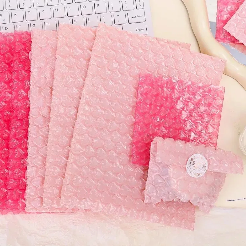 20-5PCS Bubble Mailers Pink Love Bubble Bags Self Seal Padded Envelopes Gift Storage Office Bubble Envelope Mail Packaging Case