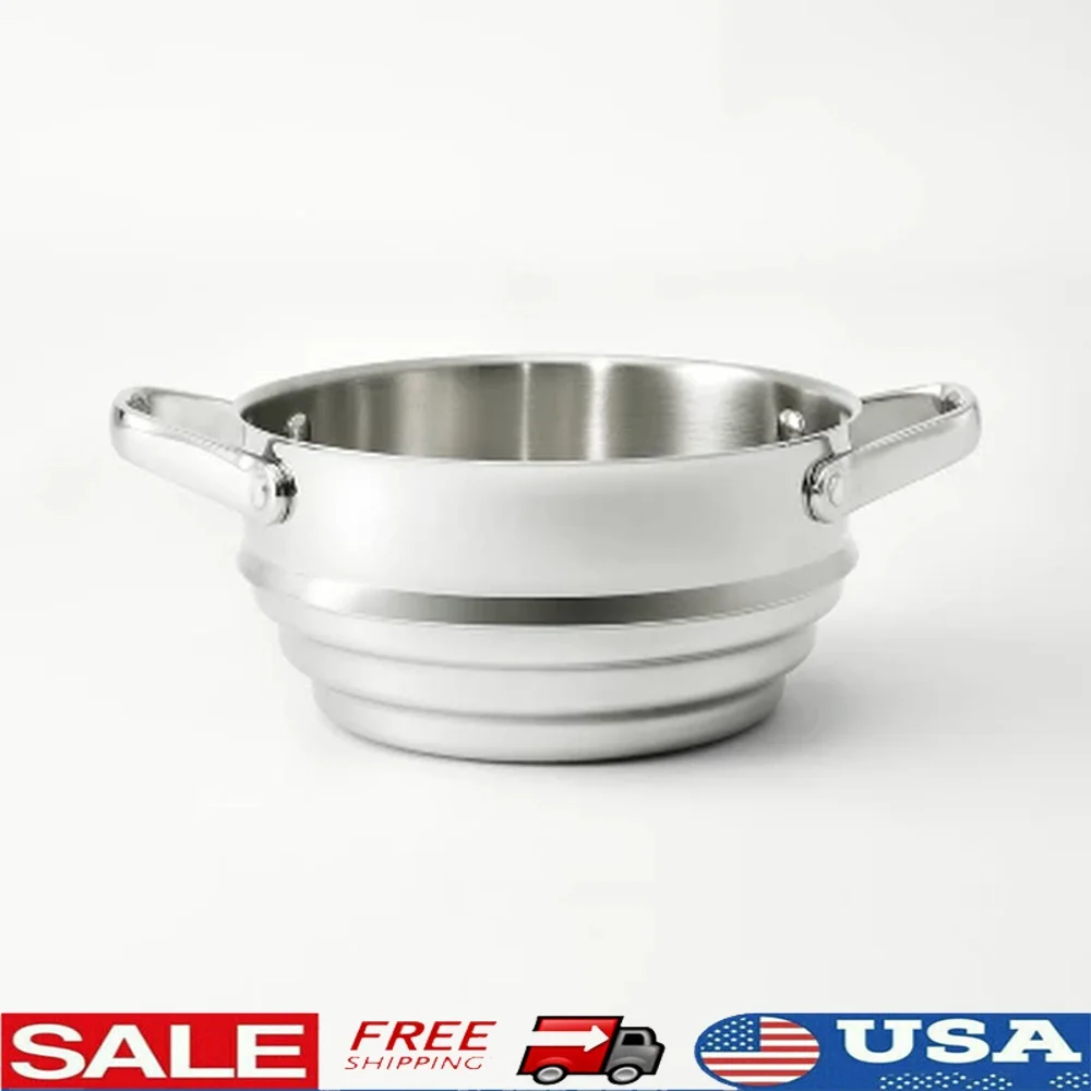

Stainless Steel Steamer Insert 1.5qt 2qt 3qt Pots Durable Riveted Handles Dishwasher Safe Easy Cleanup Cooking Tool