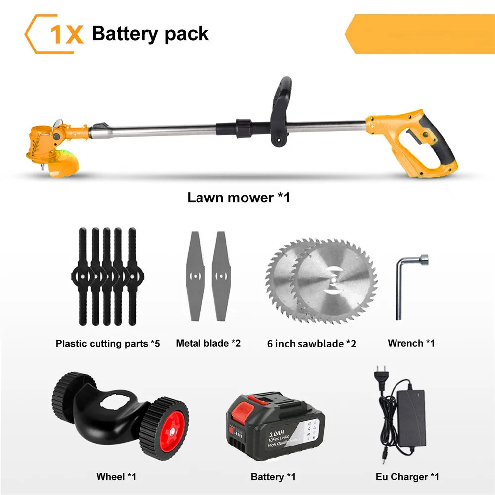 1500W Elektrische Grasmaaier 12000 RPM Draadloze Grastrimmer Tuintrimmers Grastrimmer Cutter Elektrisch Gereedschap voor Gazon Tuin Erf