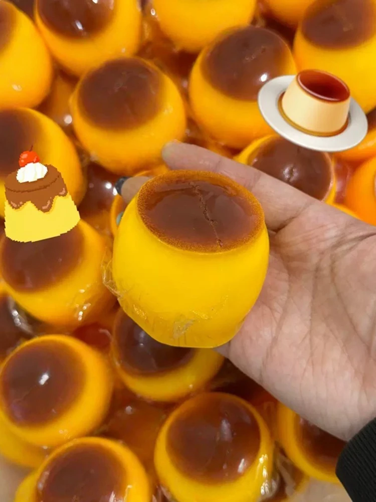 Crispy Sound Caramel Pudding Food Shaped Squeezing Toy Homemade DIY Handmade Stress Relief Ball Non-rebound Stress Relieving Toy image 5