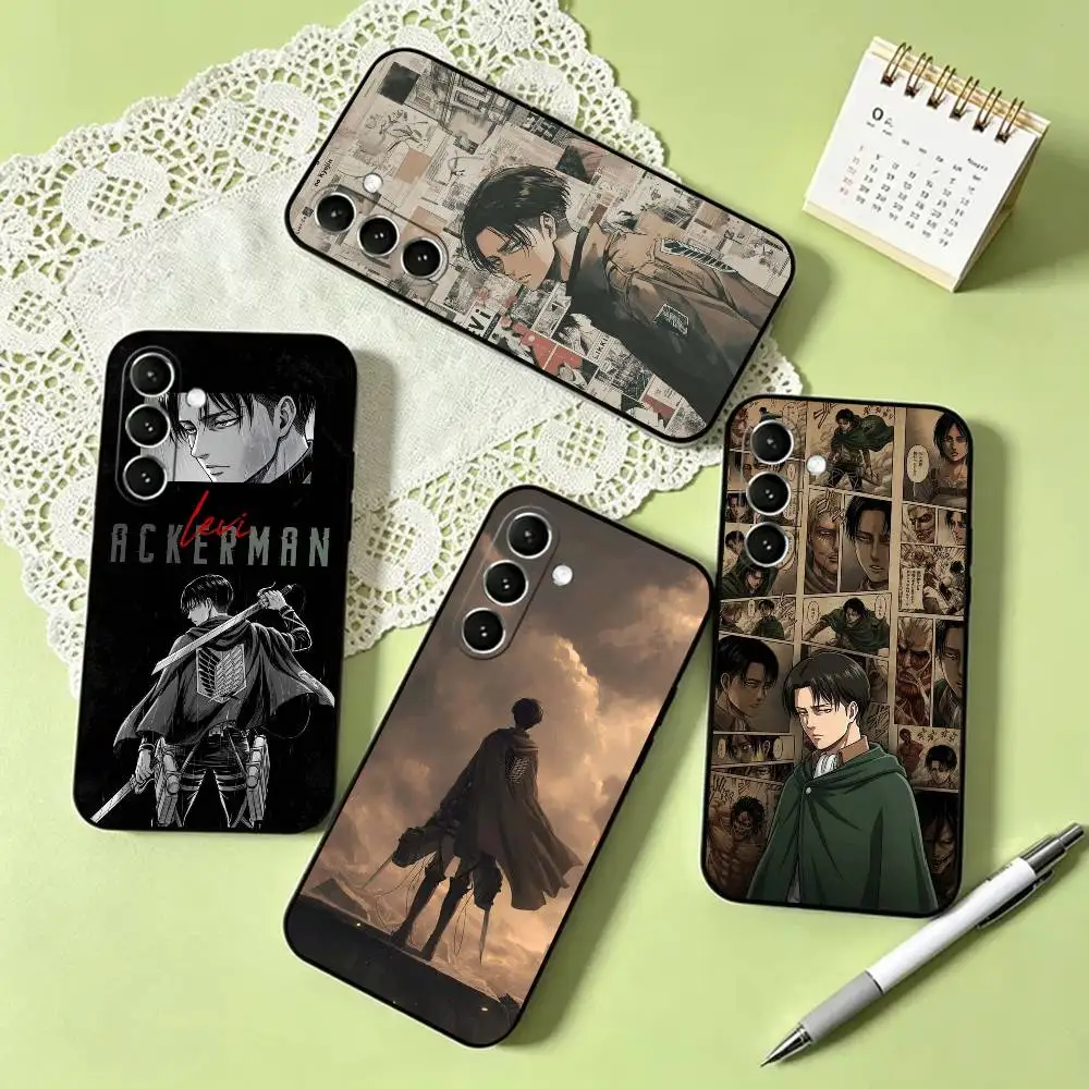 A-Anime A-AOT L-Levi Ackerman  Phone Case Black Silicone Soft For Samsung Galaxy A73,A72,A71,A70,A53,A52,A51