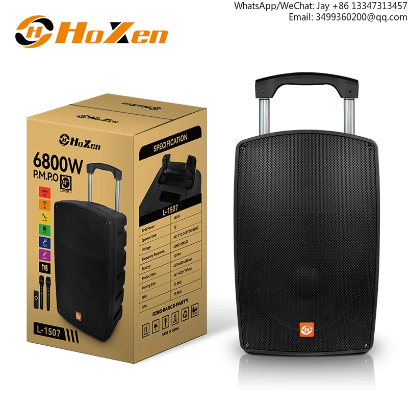 

15 Inch Outdoor Wireless Trolley Karaoke For 5.0 Speaker With RGB LED Wireless Microphone Subwoofer For Party DJTop-selling In 2