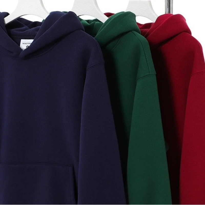 Customized Your Brand Logo Winter Mens Hoodie High-quality Solid Color 500GSM Heavy Weight Cotton Thick Sweatshirt DIY Printed