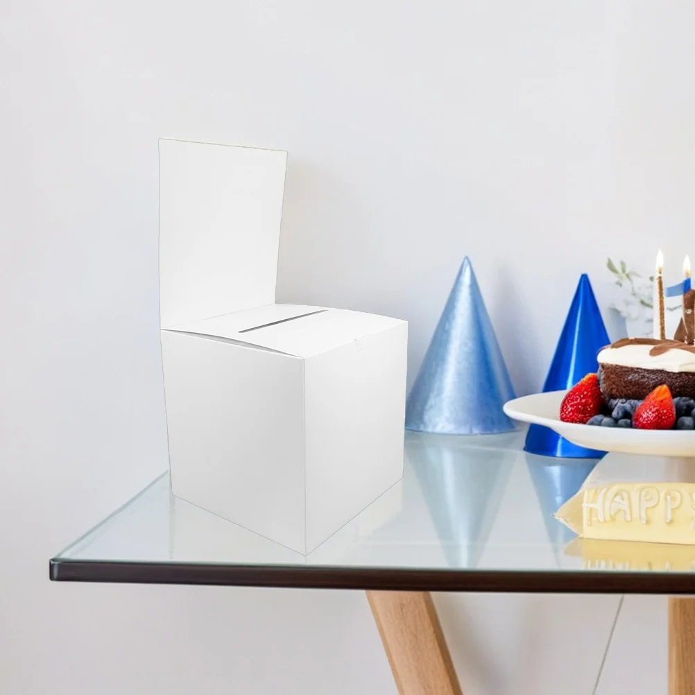 

7Pcs Voting Box White Cardboard Large Slot Raffle Ticket Suggestion Donation Fundraising Collection Container Business Card Box