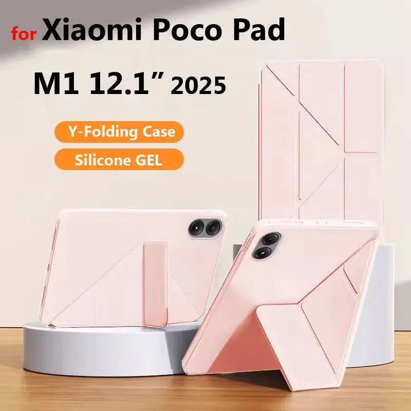 �y�Z�[�����zXiaomi Poco Pad M1 12.1�C���`�i2026�N���f���j/ Xiaomi Poco Pad X1 11.2�C���`�i2025�N���f���j�pY�^�܂肽���݃X�^���h�P�[�X�A���U�[�E�V���R��TPU���^�u���b�g�J�o�[
